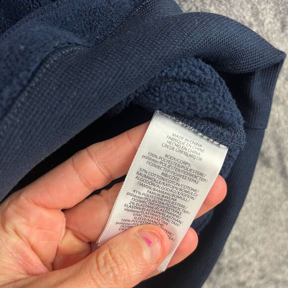 Polo Ralph Lauren Fleece Hoodie USA Flag Spellout Youth L Striped Navy Blue - Picture 5 of 10